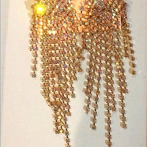 📀 C&C Iridescent Chandelier Cascade Rhinestone Earrings NEW! - Picture 11 of 12